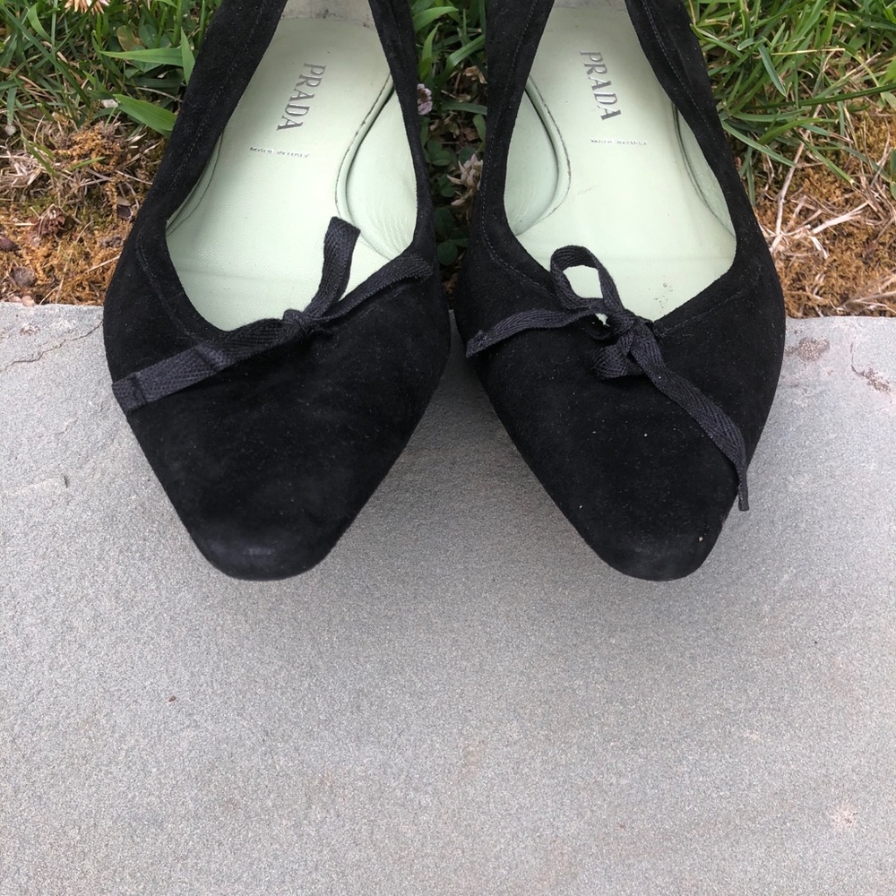 Prada Black Suede Flats 37.5 - Picture 8 of 11